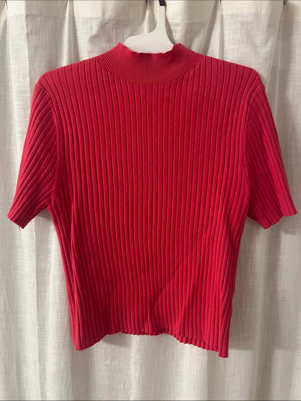 a new day Ribbed Short-Sleeve Knit Top in Red